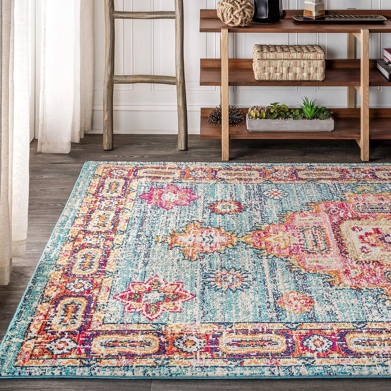 imageJONATHAN Y Vintage Boho BlueRed Runner Rug 2x8 Bohemian Flair Traditional Medallion Floral EasyCleaning High Traffic for Living Room Bedroom Kitchen Non Shedding BMF100A28BlueRed
