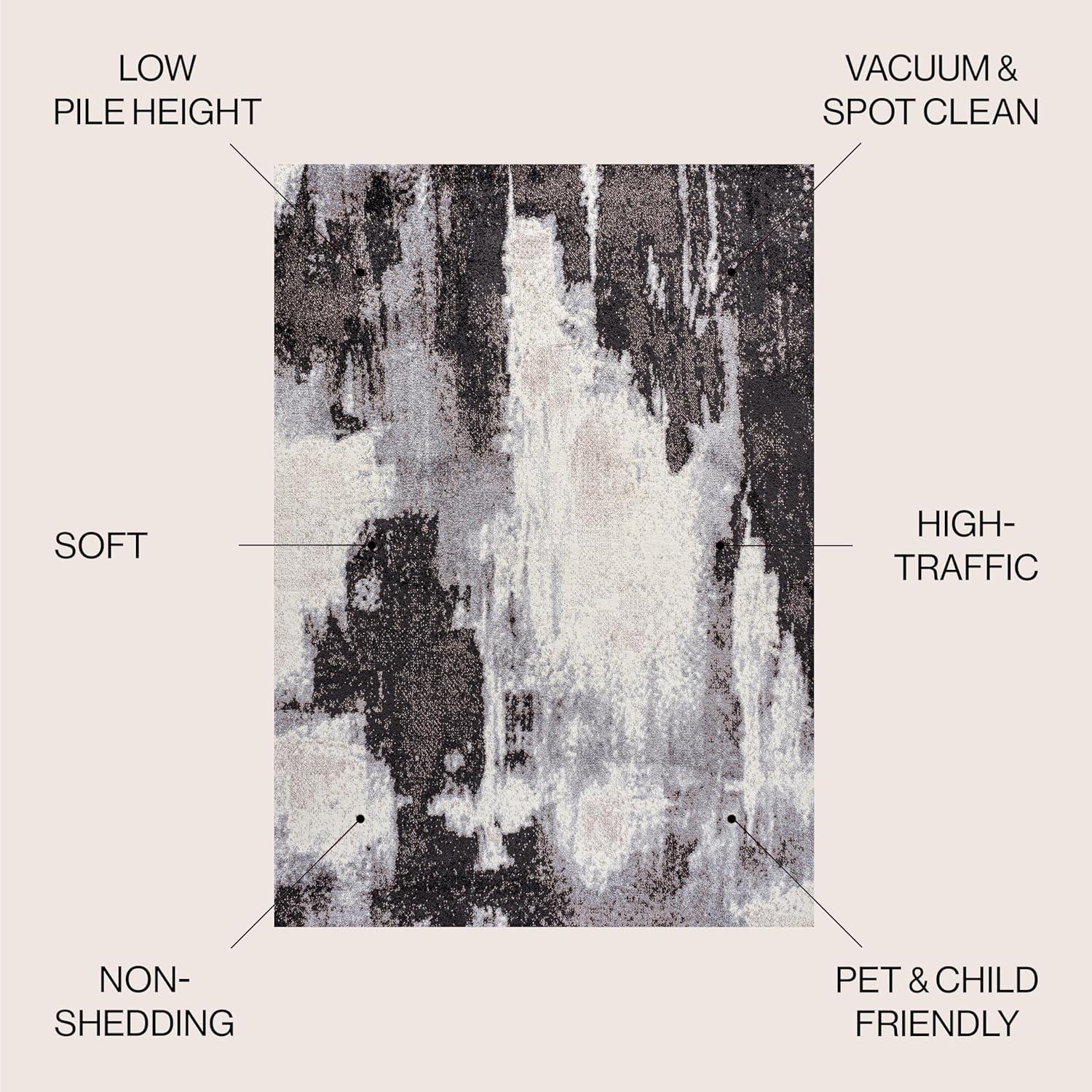 imageJONATHAN Y Zoe Abstract Marble CharcoalCream Indoor Area Rug 8x10 ContemporaryBohemianCoastalCasual EasyCleaning for Living RoomBedroomKitchenPet FriendlyNonShedding SEU302C8CharcoalCream