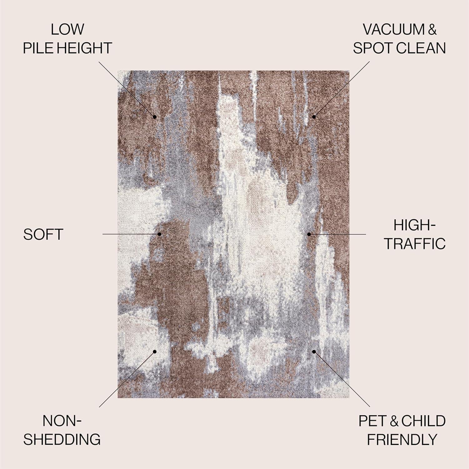 imageJONATHAN Y Zoe Abstract Marble CharcoalCream Indoor Area Rug 8x10 ContemporaryBohemianCoastalCasual EasyCleaning for Living RoomBedroomKitchenPet FriendlyNonShedding SEU302C8BrownCream