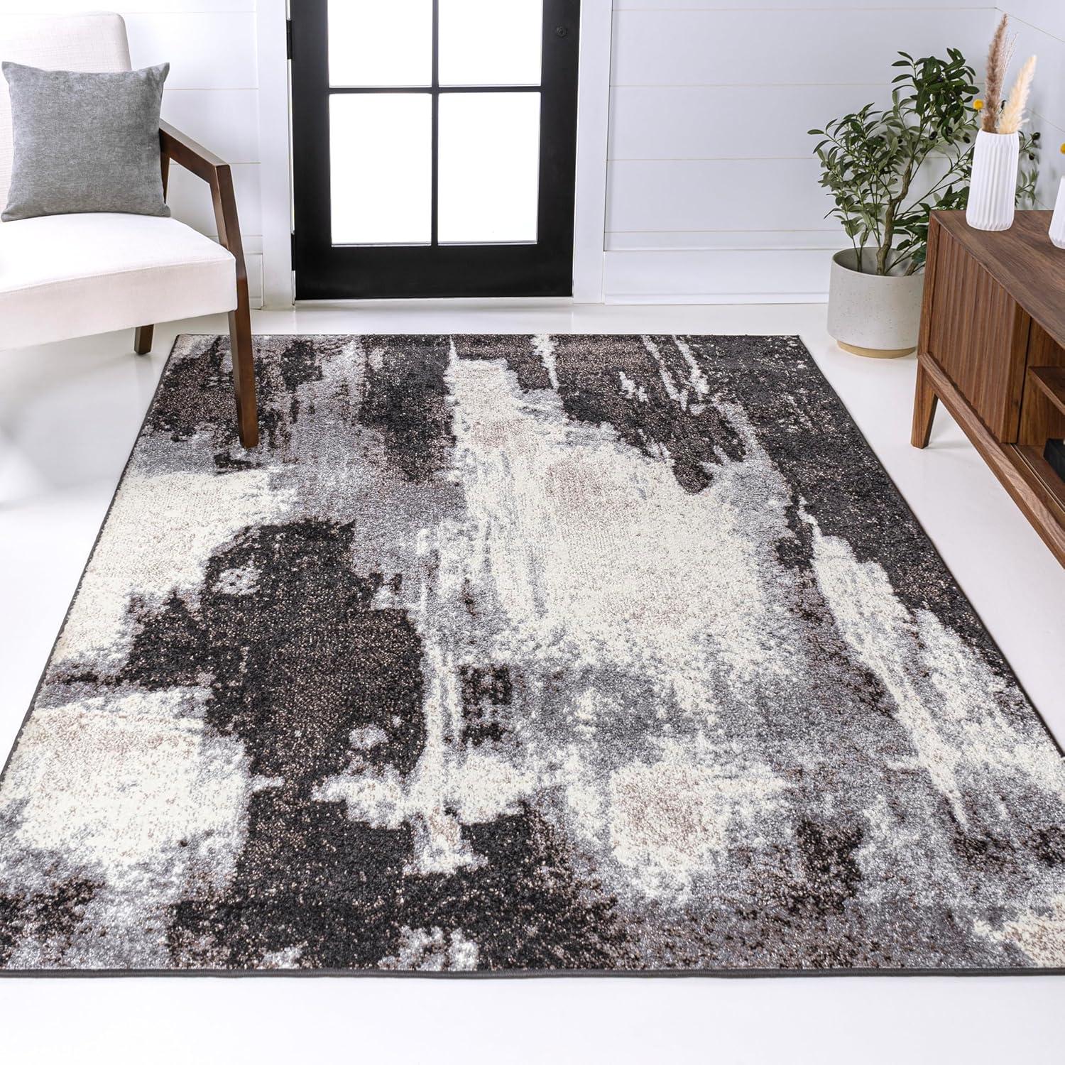 imageJONATHAN Y Zoe Abstract Marble CharcoalCream Indoor Area Rug 8x10 ContemporaryBohemianCoastalCasual EasyCleaning for Living RoomBedroomKitchenPet FriendlyNonShedding SEU302C8CharcoalCream