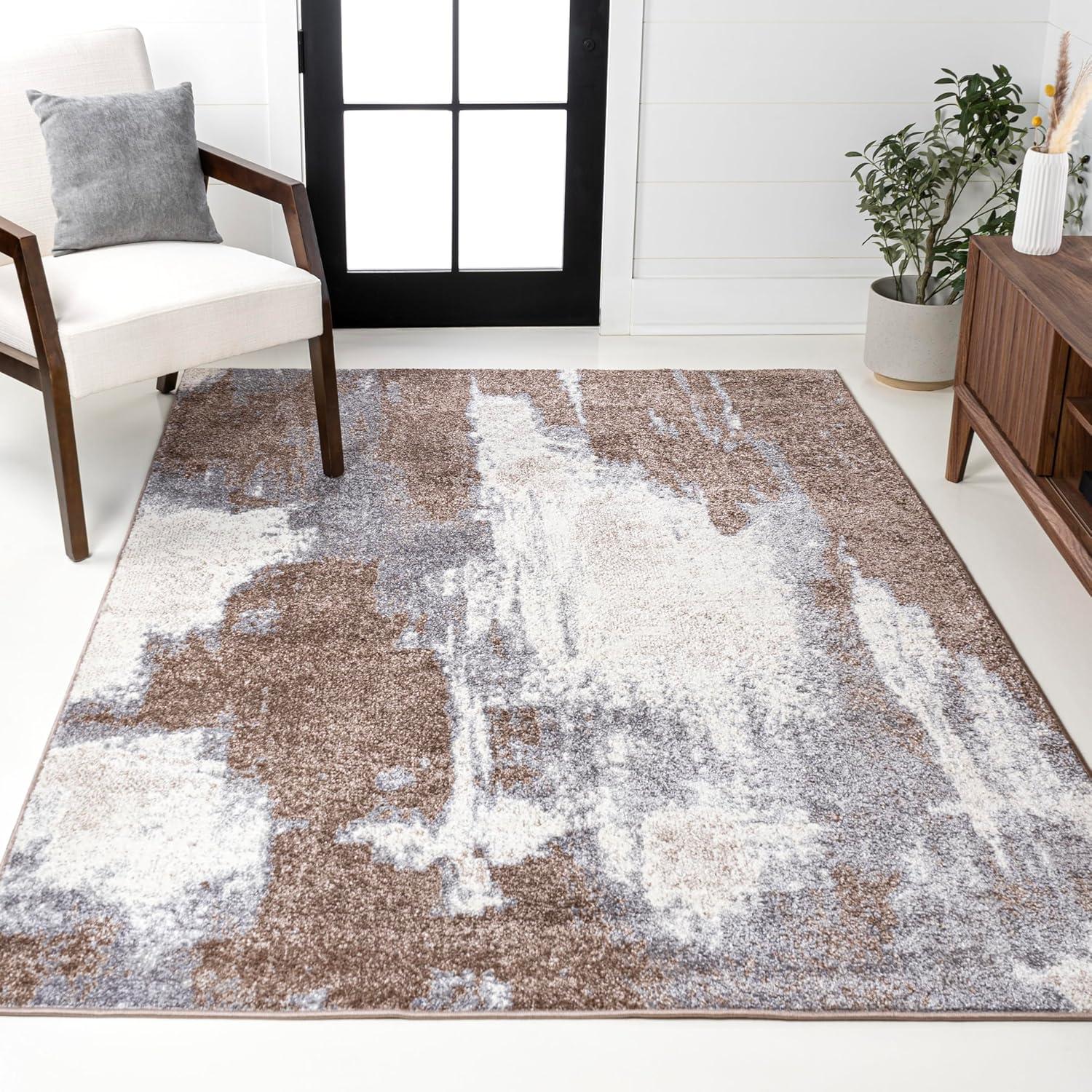 imageJONATHAN Y Zoe Abstract Marble CharcoalCream Indoor Area Rug 8x10 ContemporaryBohemianCoastalCasual EasyCleaning for Living RoomBedroomKitchenPet FriendlyNonShedding SEU302C8BrownCream