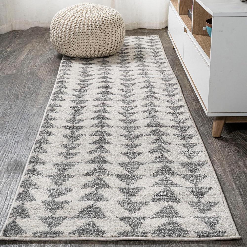 imageJONATHAN Y Aisha Moroccan Triangle Geometric BlackCream Indoor Area Rug 8x10 Contemporary Modern EasyCleaning for Living Room Bedroom Kitchen Pet Friendly NonShedding MOH206C8CreamGray