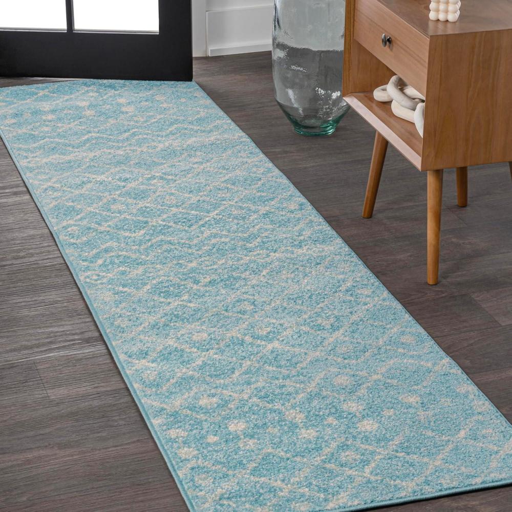 imageJONATHAN Y Aksil Moroccan Beni Souk GrayCream Runner Rug 2x8 Bohemian Scandinavian EasyCleaning for Living Room Bedroom Kitchen Pet Friendly NonShedding MOH208C28TurquoiseCream