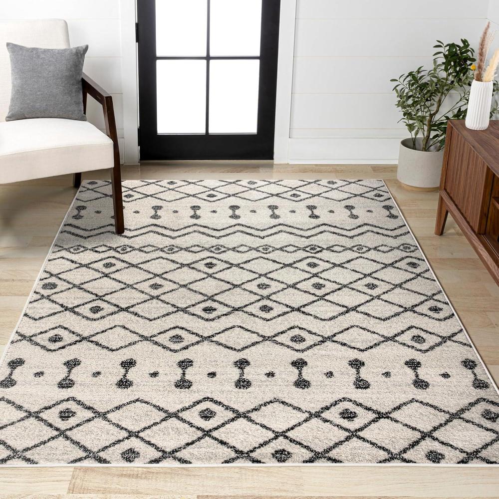 imageJONATHAN Y Aksil Moroccan Beni Souk GrayCream Runner Rug 2x8 Bohemian Scandinavian EasyCleaning for Living Room Bedroom Kitchen Pet Friendly NonShedding MOH208C28CreamBlack
