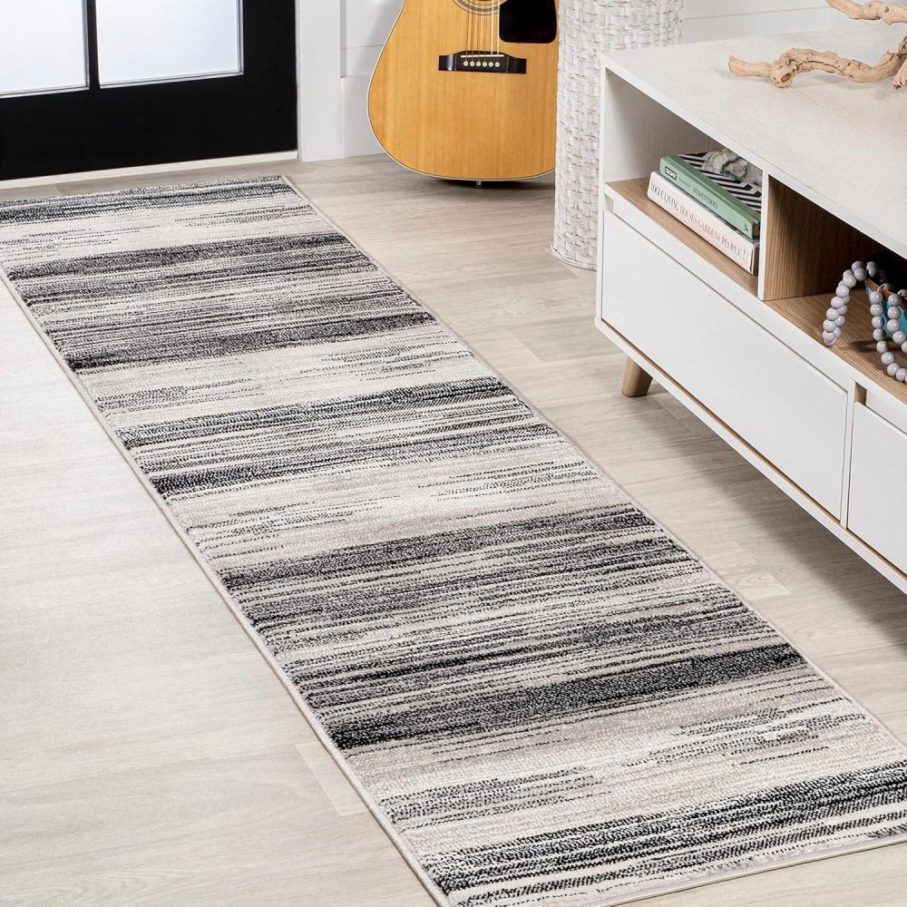 imageJONATHAN Y Austin Gradient Striped GrayBlack Runner Rug 2x8 Modern Contemporary EasyCleaning for Living Room Bedroom Kitchen Pet Friendly NonShedding LUX103A28GrayBlack