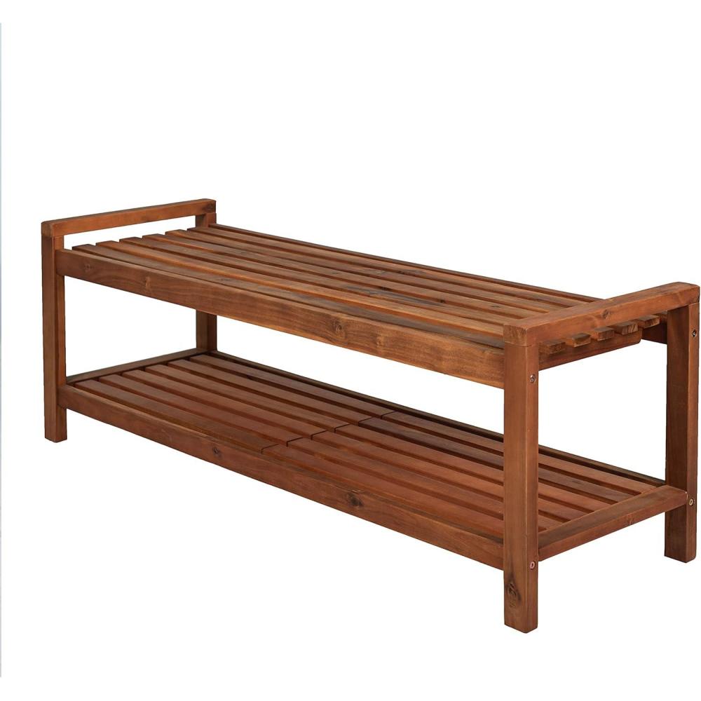 imageJONATHAN Y BNH102A Blane 508quot 3Seat MidCentury Modern 600Lbs Support Acacia Wood Slat Outdoor Garden Patio Bench for Garden Lawn Backyard Pool Deck Beach Firepit Teak