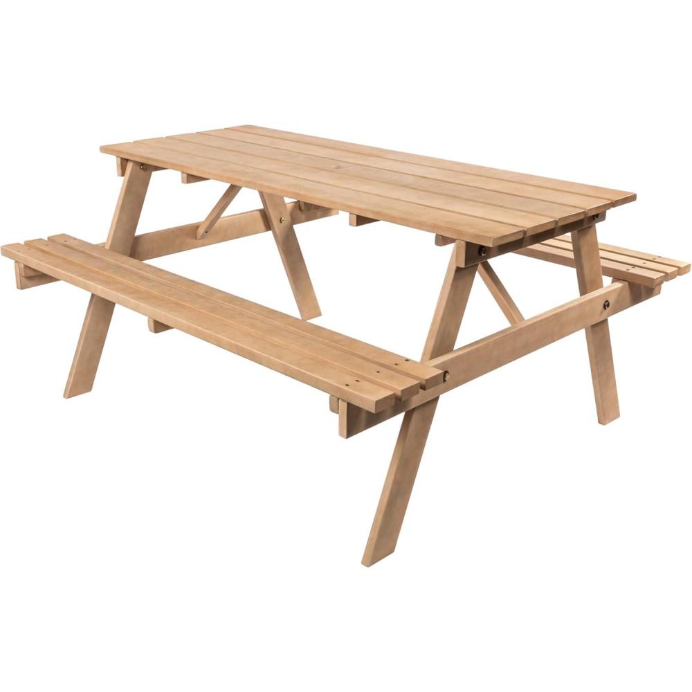 imageJONATHAN Y BNH200ANEW Shoreham 55quot Modern Classic Outdoor Wood Picnic Table Benches with Umbrella Hole Traditional Coastal MidCentury Vintage Farmhouse Teak BrownLight Teak