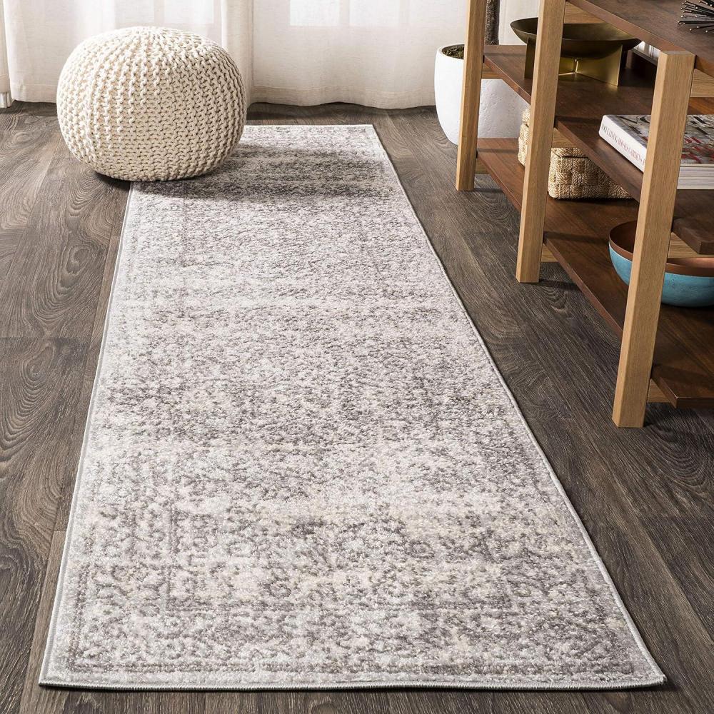 imageJONATHAN Y Bohemian Ferro Filigree Blue Runner Rug 2x8 Vintage Casual Transitional EasyCleaning for Living Room Bedroom Kitchen Pet Friendly NonShedding BMF108B28GrayDark Gray