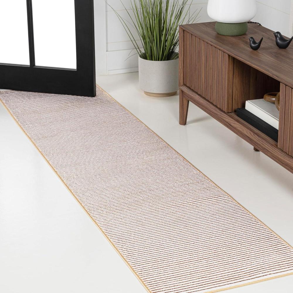 imageJONATHAN Y Cole Pinstripe HighLow CreamSilver Indoor Area Rug 8x10 Modern Minimalist EasyCleaning for Living Room Bedroom Kitchen Pet Friendly NonShedding CAR101A8WhiteGold