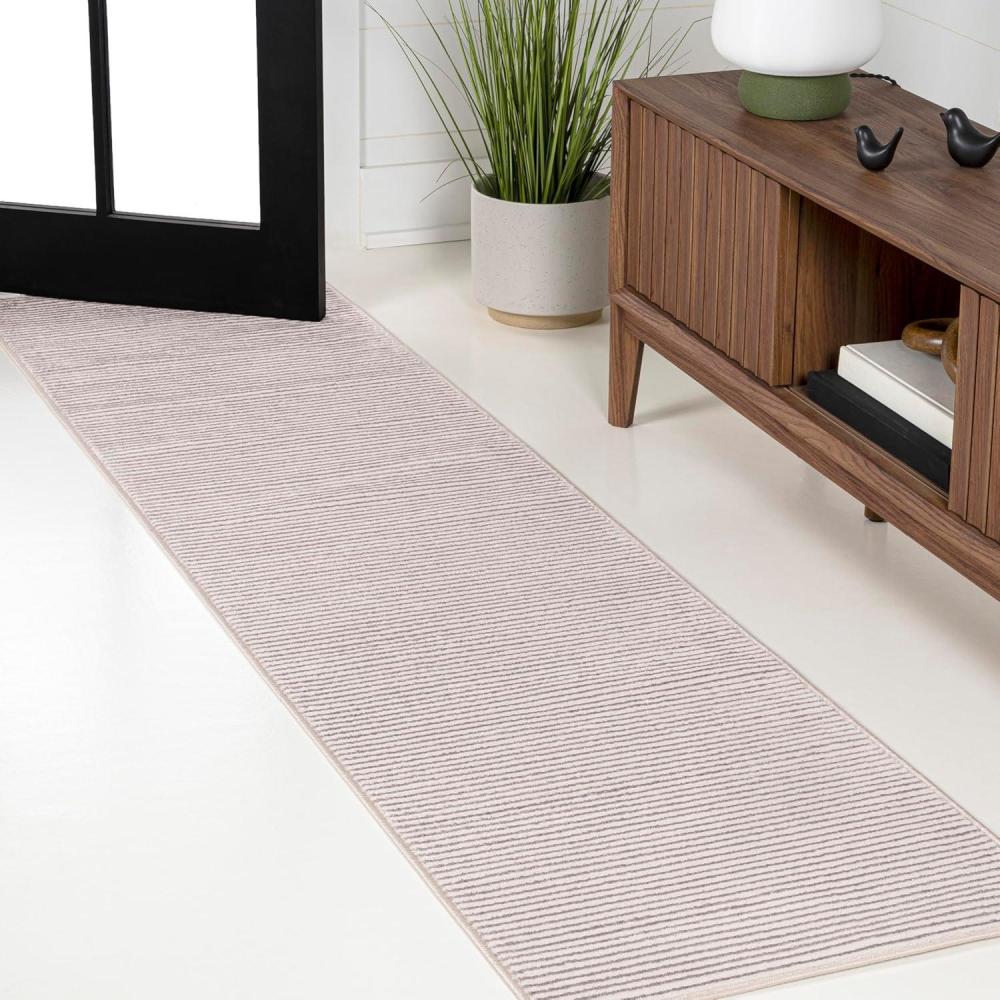 imageJONATHAN Y Cole Pinstripe HighLow CreamSilver Indoor Area Rug 8x10 Modern Minimalist EasyCleaning for Living Room Bedroom Kitchen Pet Friendly NonShedding CAR101A8CreamSilver