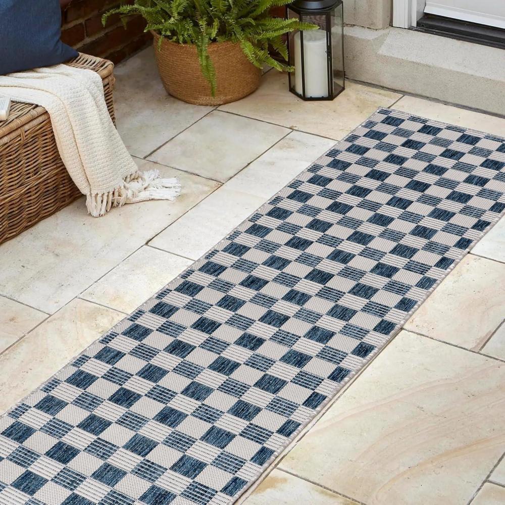 imageJONATHAN Y Cottage Checkerboard Indoor Outdoor Runner Rug 2X8 NavyCream Aimee Traditional for Backyard Patio Porch EasyCleaning High Traffic PetFriendly NonShedding TSN204B28NavyCream