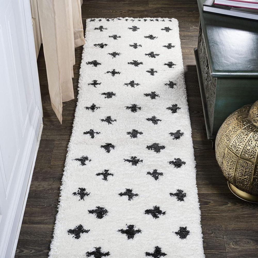 imageJONATHAN Y Cristo Berber Geometric Shag WhiteGray Runner Rug 2x8 Bohemian Contemporary EasyCleaning for Living Room Bedroom Kitchen Pet Friendly NonShedding MOH403A28WhiteGray