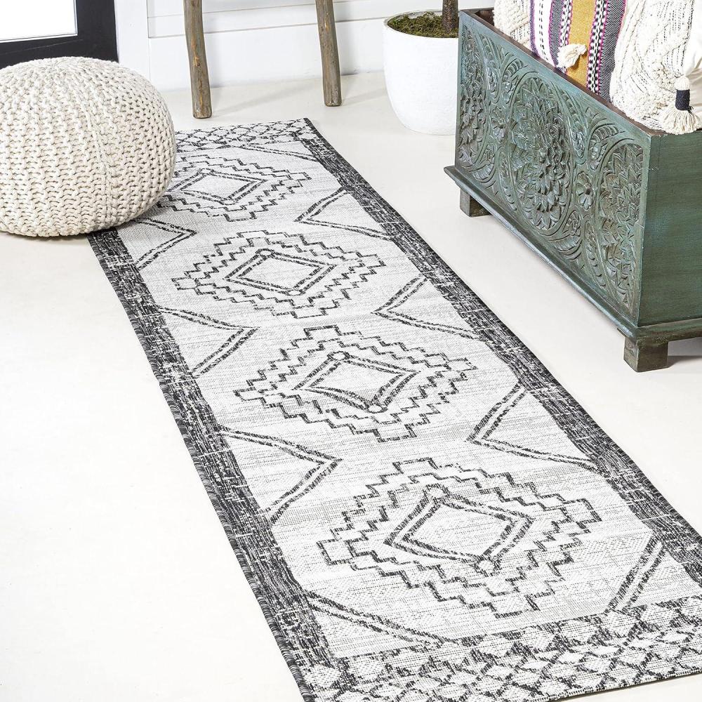 imageJONATHAN Y Diamond Tribal Medallion Indoor Outdoor Runner Rug 2X8 BlackIvory Marokko for Backyard Patio Porch EasyCleaning High Traffic PetFriendly NonShedding SMB127F28IvoryBlack
