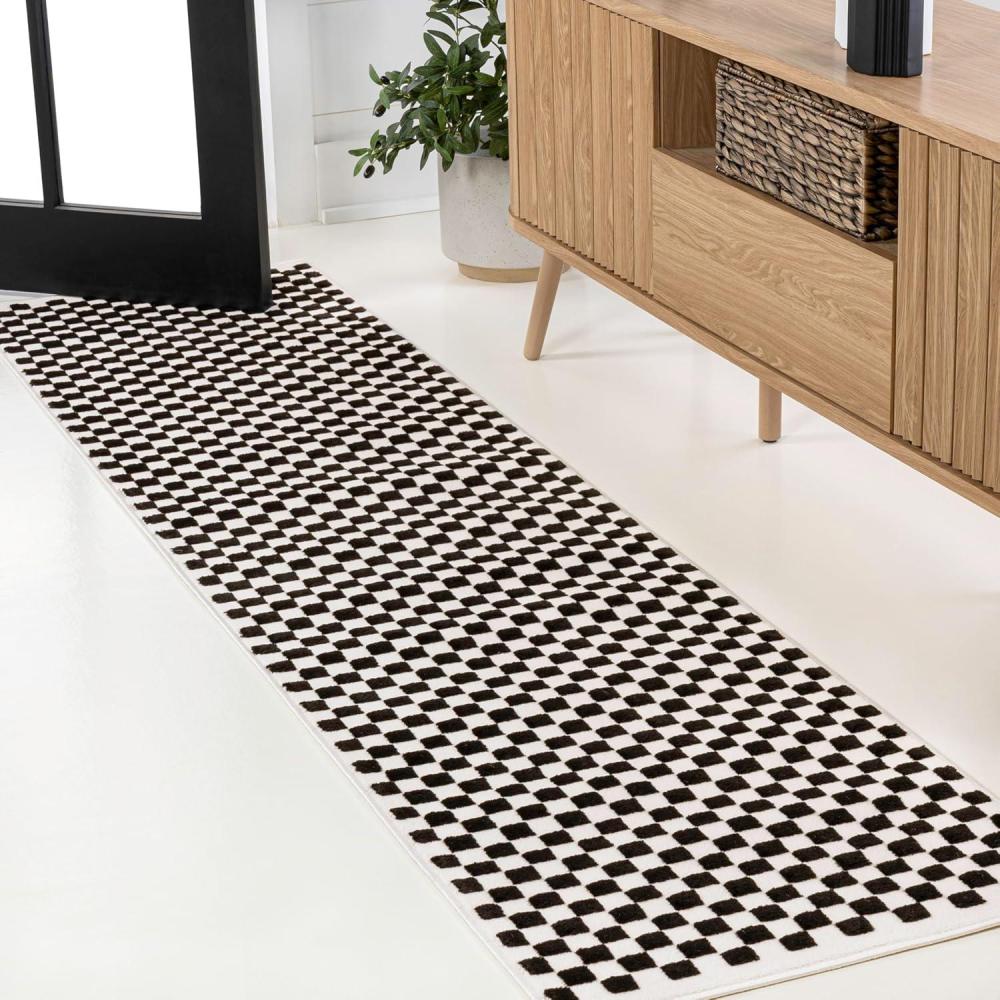 imageJONATHAN Y Finn HighLow Checkered Monotone IvoryCream 3x5 IndoorOutdoor Area Rug Modern Minimalist for Patio Backyard Living Room Bedroom Office HoseWashable SCN108A3BlackWhite