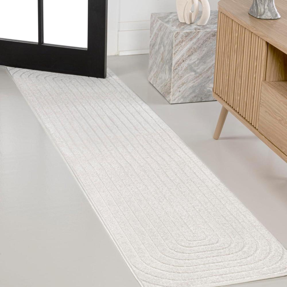 imageJONATHAN Y Freya HighLow Arch Stripe Monotone BlackWhite 8x10 Indoor Area Rug Modern Scandinavian NonSheddingStain ResistantEasy Cleaning for Bedroom Living Room Kitchen SCN106B8Ivory