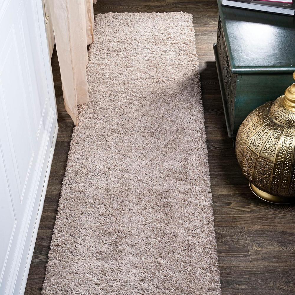 imageJONATHAN Y Groovy Solid Shag Light Beige Runner Rug 2x8 Transitional Contemporary EasyCleaning for Living Room Bedroom Kitchen Pet Friendly NonShedding CLD100D28Beige