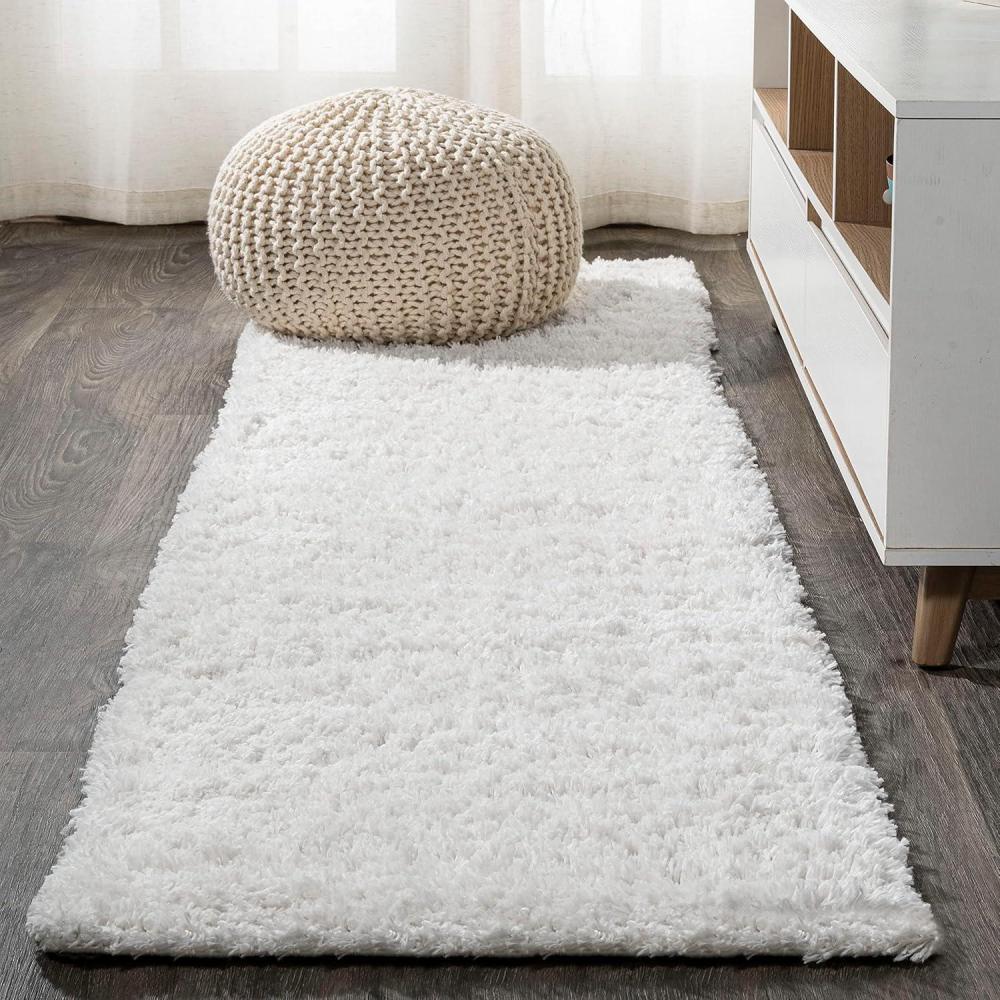 imageJONATHAN Y Groovy Solid Shag Light Beige Runner Rug 2x8 Transitional Contemporary EasyCleaning for Living Room Bedroom Kitchen Pet Friendly NonShedding CLD100D28White