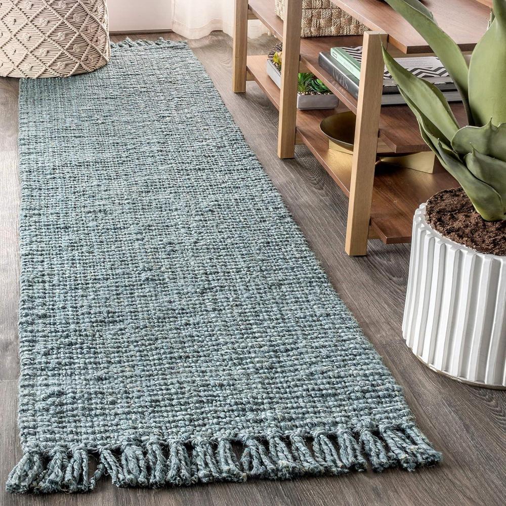 imageJONATHAN Y Handwoven Jute Fringe Natural Indoor Area Rug 8x10 Pata Bohemian Rustic Cottage EasyCleaning for Living Room Bedroom Kitchen NonShedding NRF103A8BlueGray