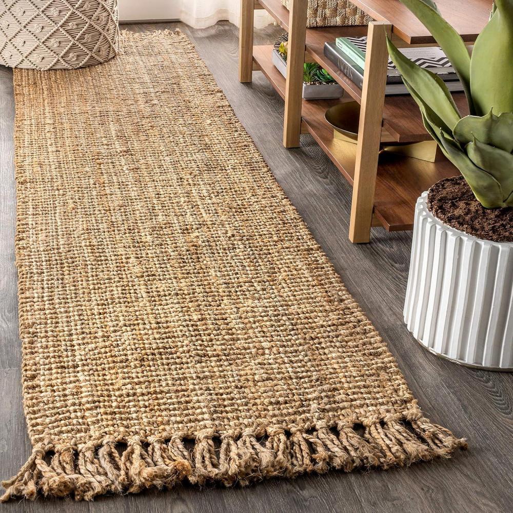 imageJONATHAN Y Handwoven Jute Fringe Natural Indoor Area Rug 8x10 Pata Bohemian Rustic Cottage EasyCleaning for Living Room Bedroom Kitchen NonShedding NRF103A8Natural