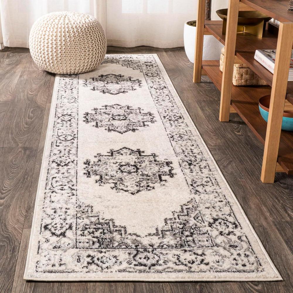 imageJONATHAN Y Inigo Cottage Medallion Dark GrayCream Runner Rug 2x8 Bohemian Transitional EasyCleaning for Living Room Bedroom Kitchen Pet Friendly NonShedding BMF107B28Grey