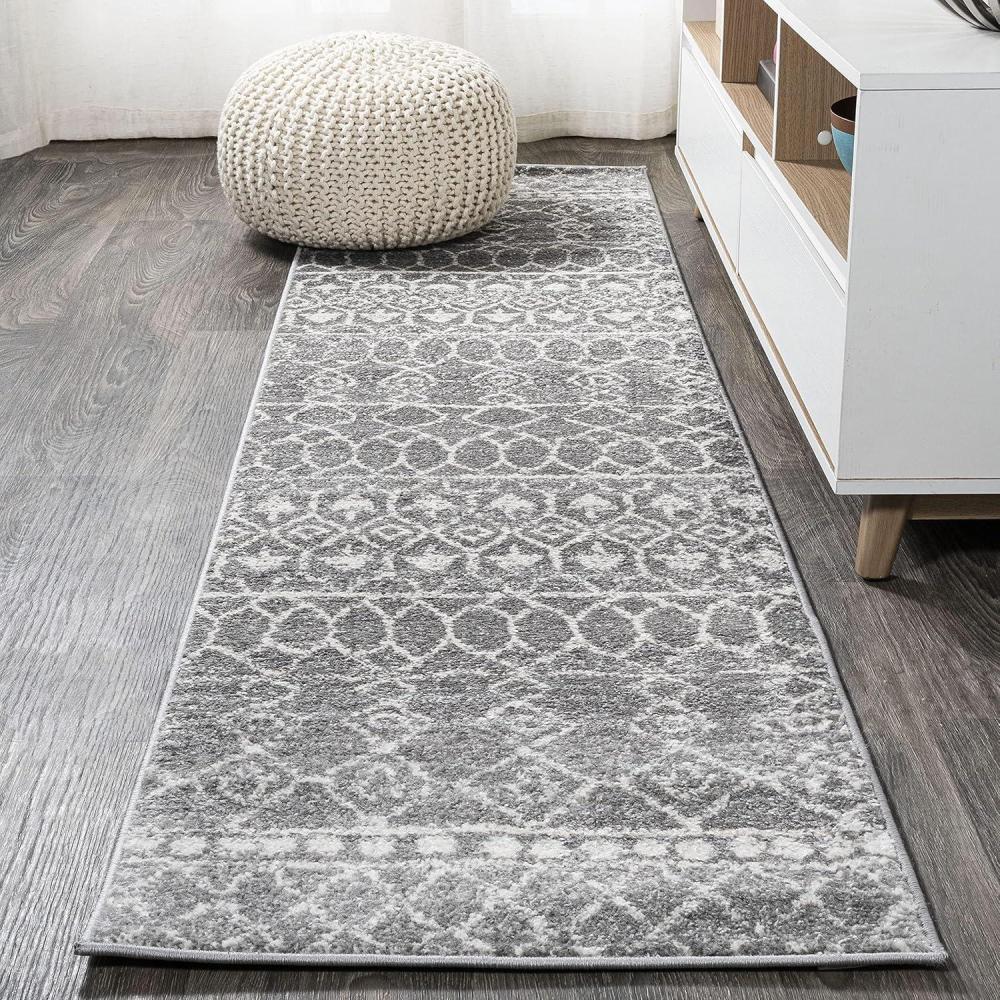 imageJONATHAN Y Izil Moroccan Beni Souk GrayCream Runner Rug 2x8 Bohemian Scandinavian EasyCleaning for Living Room Bedroom Kitchen Pet Friendly NonShedding MOH209B28GrayCream