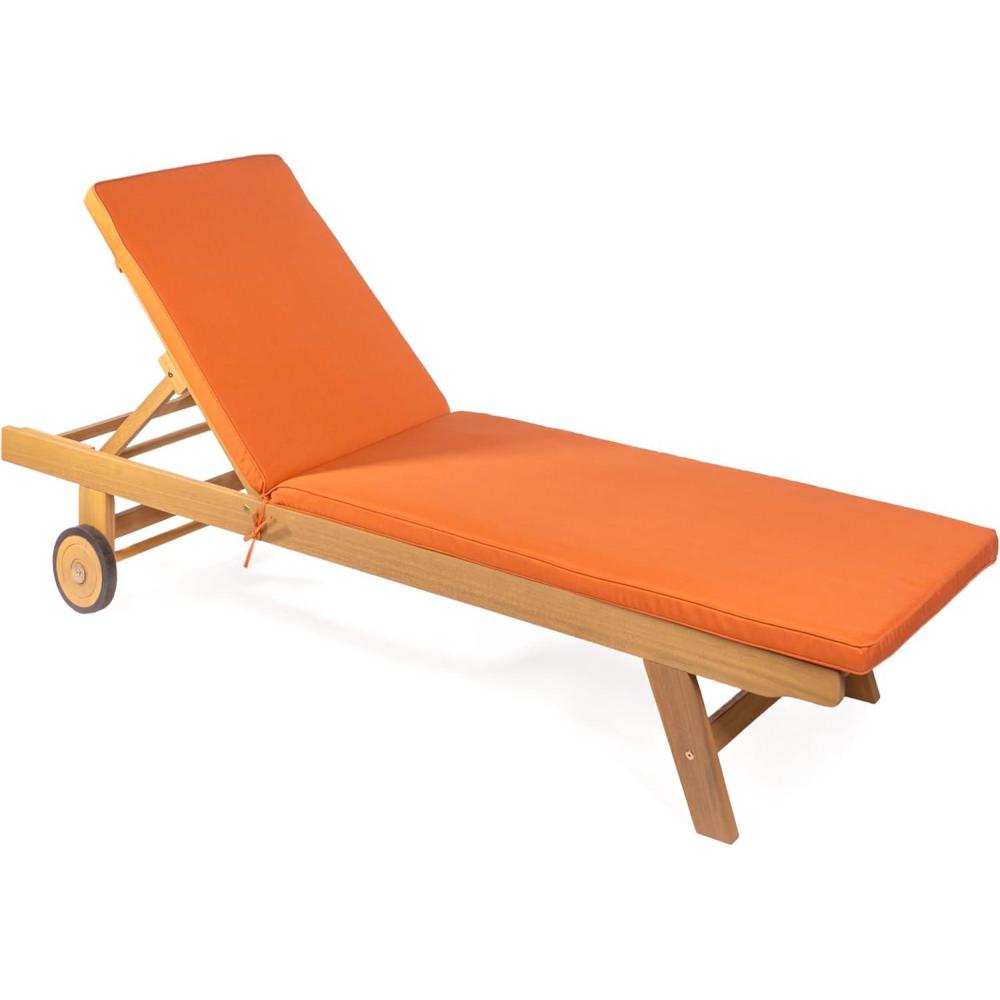 imageJONATHAN Y LNG1000D Mallorca 7756quotx2362quot Modern Classic Adjustable Acacia Wood Chaise Outdoor Lounge Chair with Cushion ampamp Wheels Coastal Bohemian Minimalist Traditional Dark GrayNaturalOrangeNatural