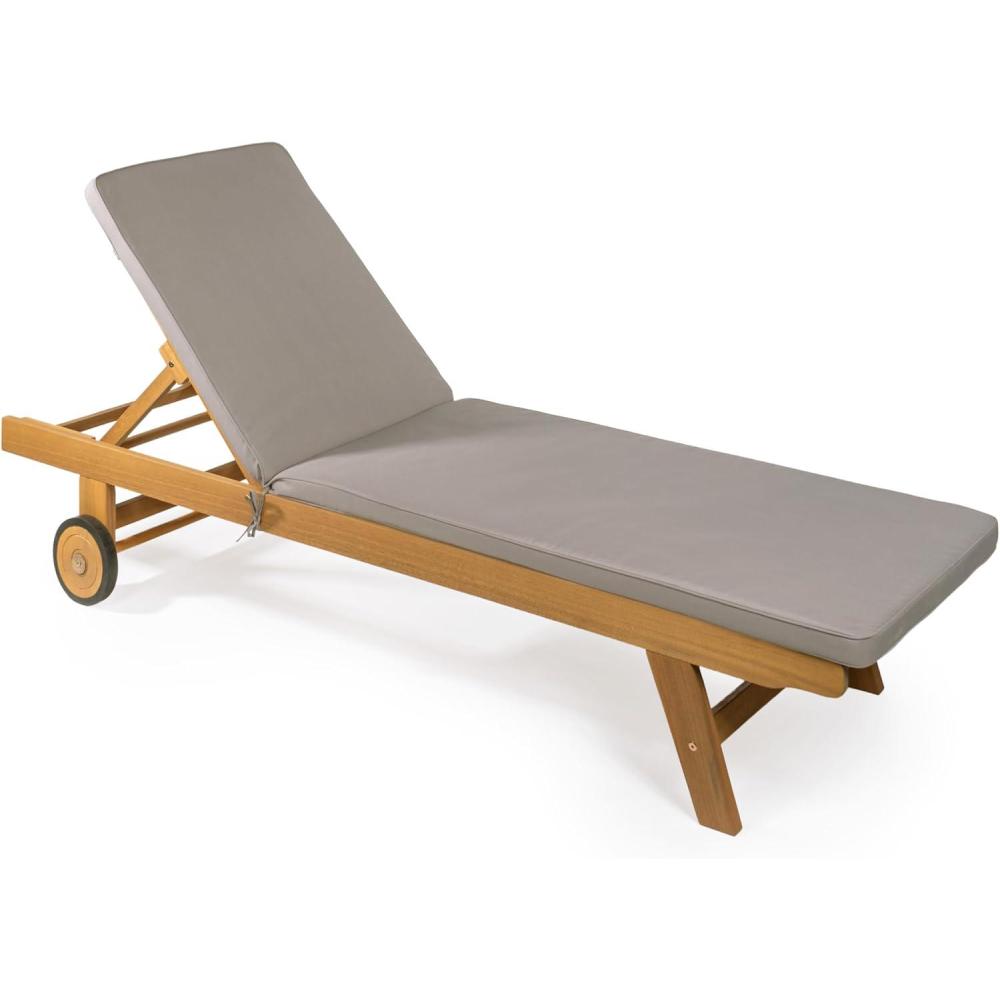 imageJONATHAN Y LNG1000D Mallorca 7756quotx2362quot Modern Classic Adjustable Acacia Wood Chaise Outdoor Lounge Chair with Cushion ampamp Wheels Coastal Bohemian Minimalist Traditional Dark GrayNaturalDark GrayNatural