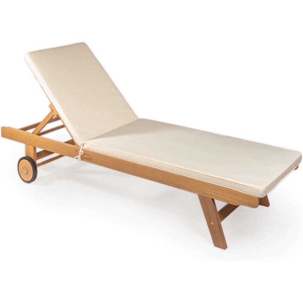 imageJONATHAN Y LNG1000D Mallorca 7756quotx2362quot Modern Classic Adjustable Acacia Wood Chaise Outdoor Lounge Chair with Cushion ampamp Wheels Coastal Bohemian Minimalist Traditional Dark GrayNaturalWhiteNatural