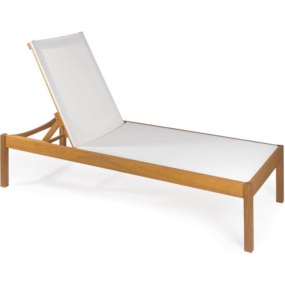 imageJONATHAN Y LNG1001B Lagunan 7756quotx2638quot Modern Minimalist Adjustable Acacia Wood Chaise Outdoor Lounge Chair Coastal Transitional Classic MidCentury Contemporary Dark GrayNaturalWhiteNatura