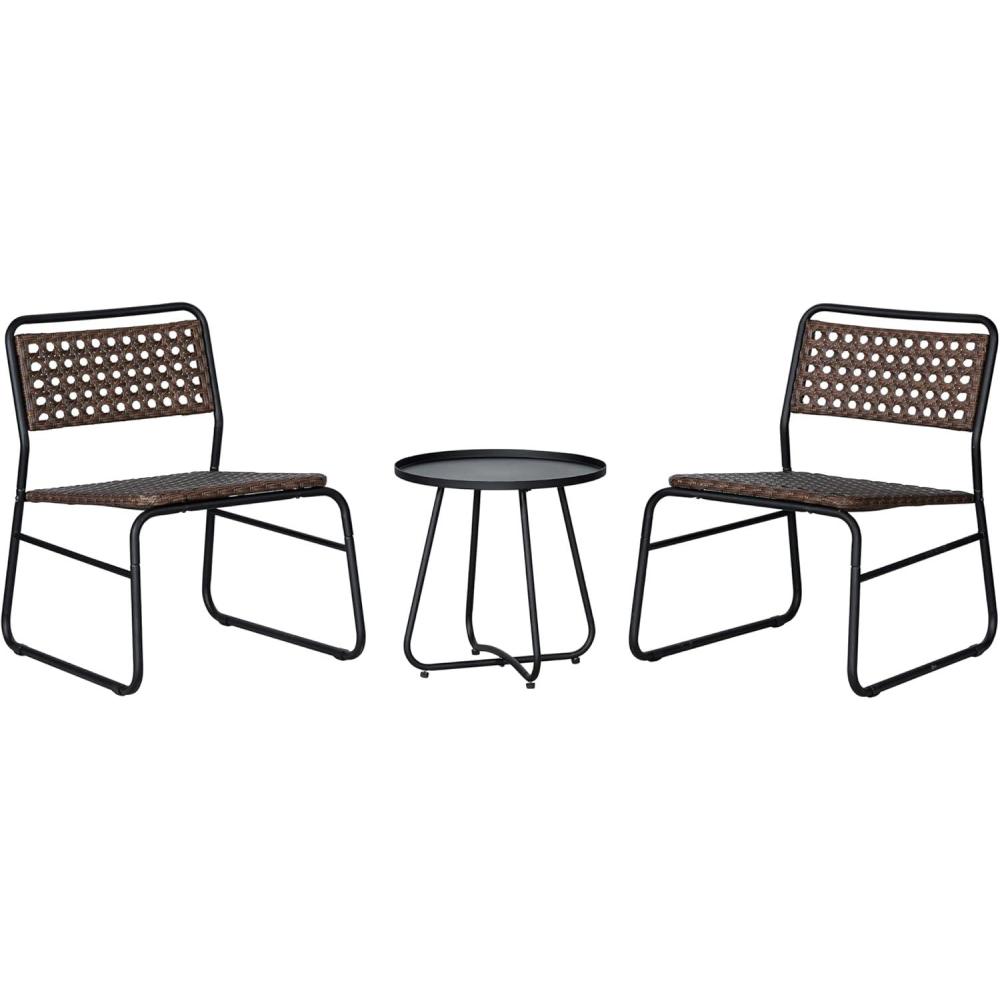 imageJONATHAN Y LVG1100A3SET Freja 3Piece MidCentury Modern Faux Rattan Conversation Outdoor Patio Set Scandinavian Classic Transitional Bohemian Traditional WhiteGrayBlackBrown