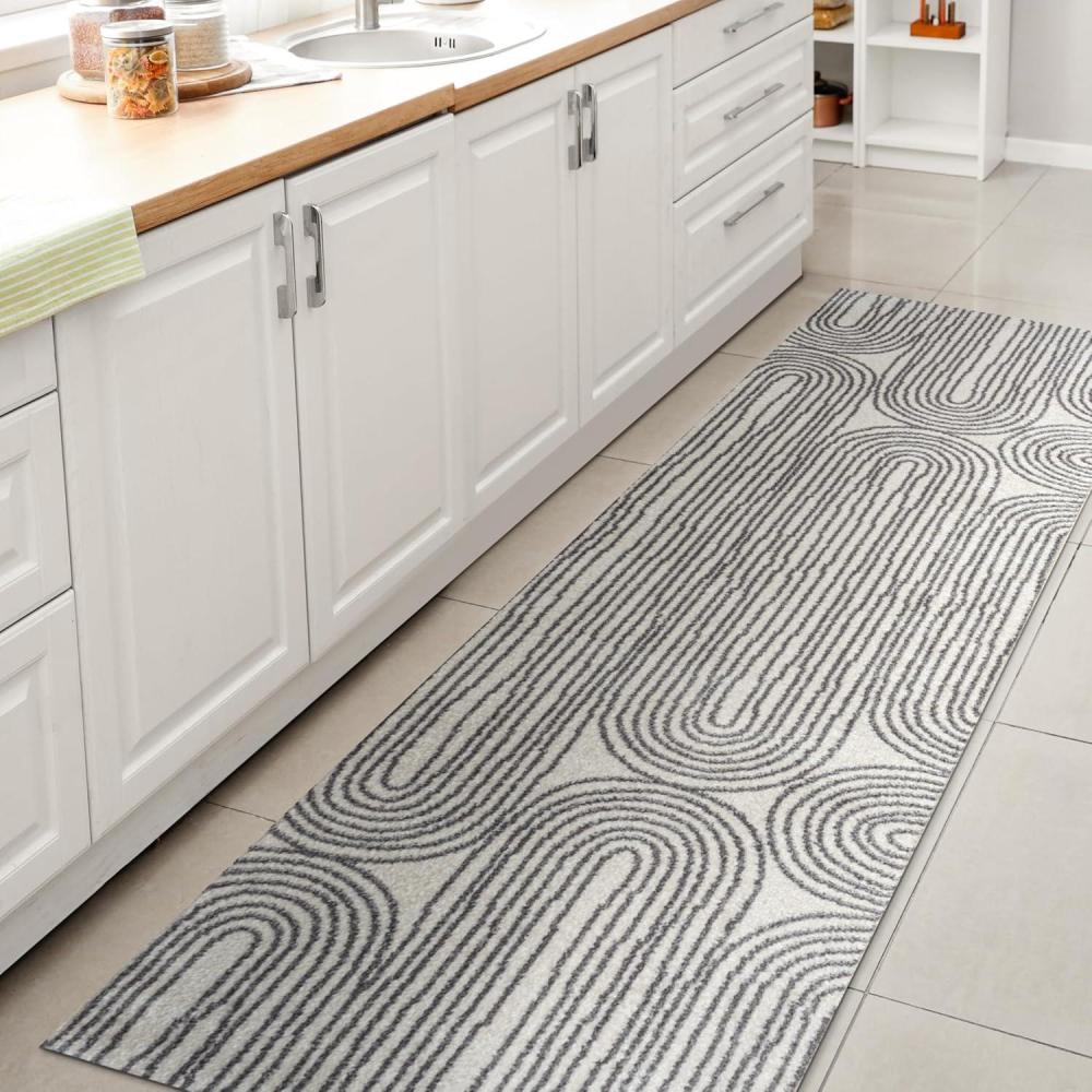 imageJONATHAN Y Machine Washable Indoor Area Rug 8X10 Dark GrayCream Shutter Minimalist Striped Plaid for Living Room Bedroom Kitchen Office EasyCleaning PetFriendly NonShedding WSH305A8Doodle CreamDark Gray