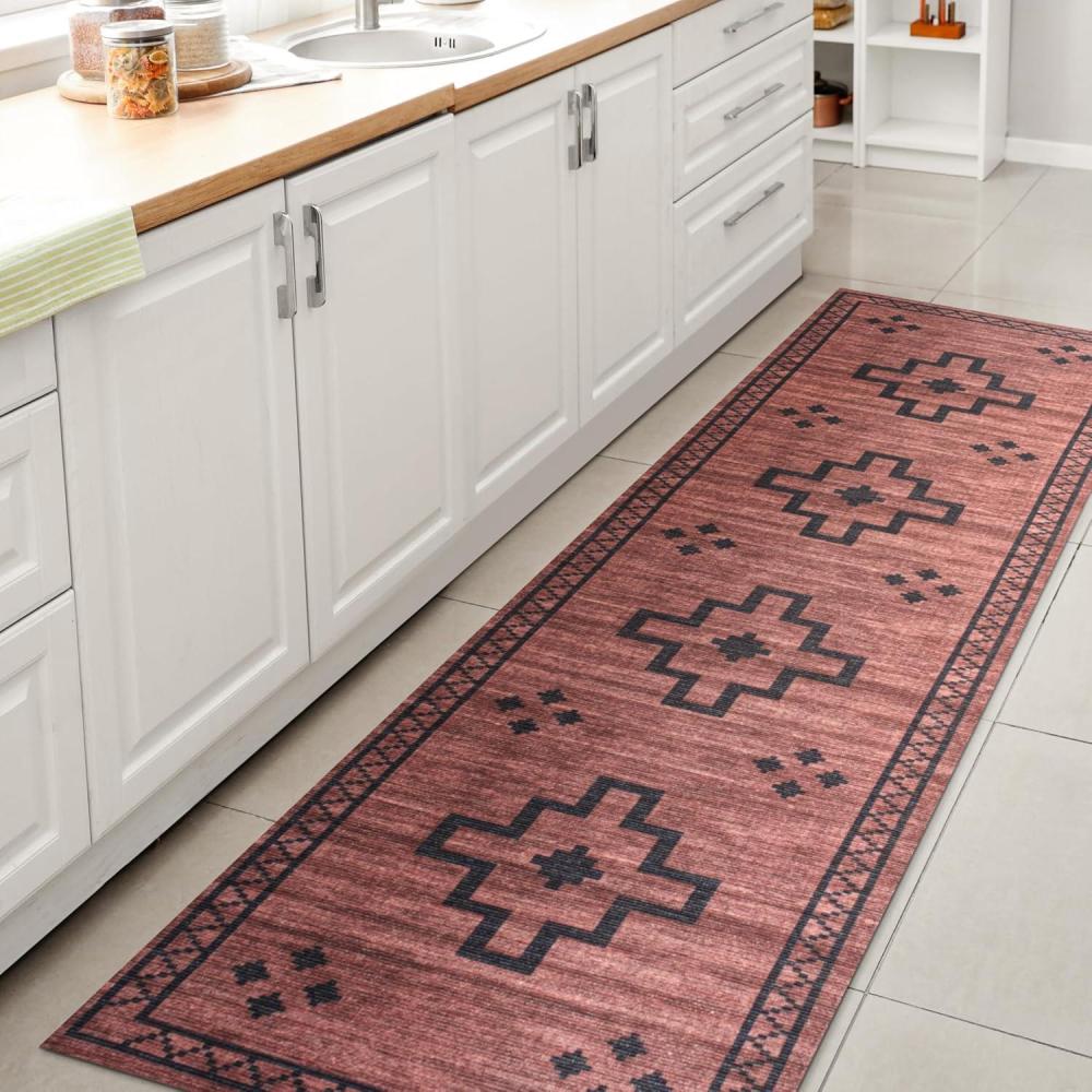 imageJONATHAN Y Machine Washable IvoryNavy Indoor Area Rug 8X10 ft Siksak Modern Chevron Border for Living Room Bedroom Kitchen Office EasyCleaning PetFriendly NonShedding WSH124A8RedDark Gray