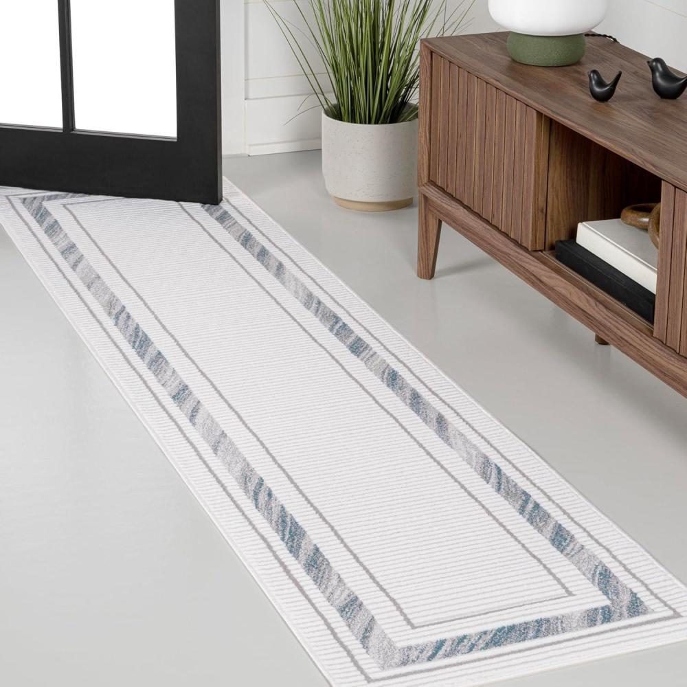 imageJONATHAN Y Marble Pattern HighLow SilverWhite Indoor Area Rug 8x10 Athens Classic Border EasyCleaning for Living Room Bedroom Kitchen Pet Friendly NonShedding CAR102A8SilverBlue