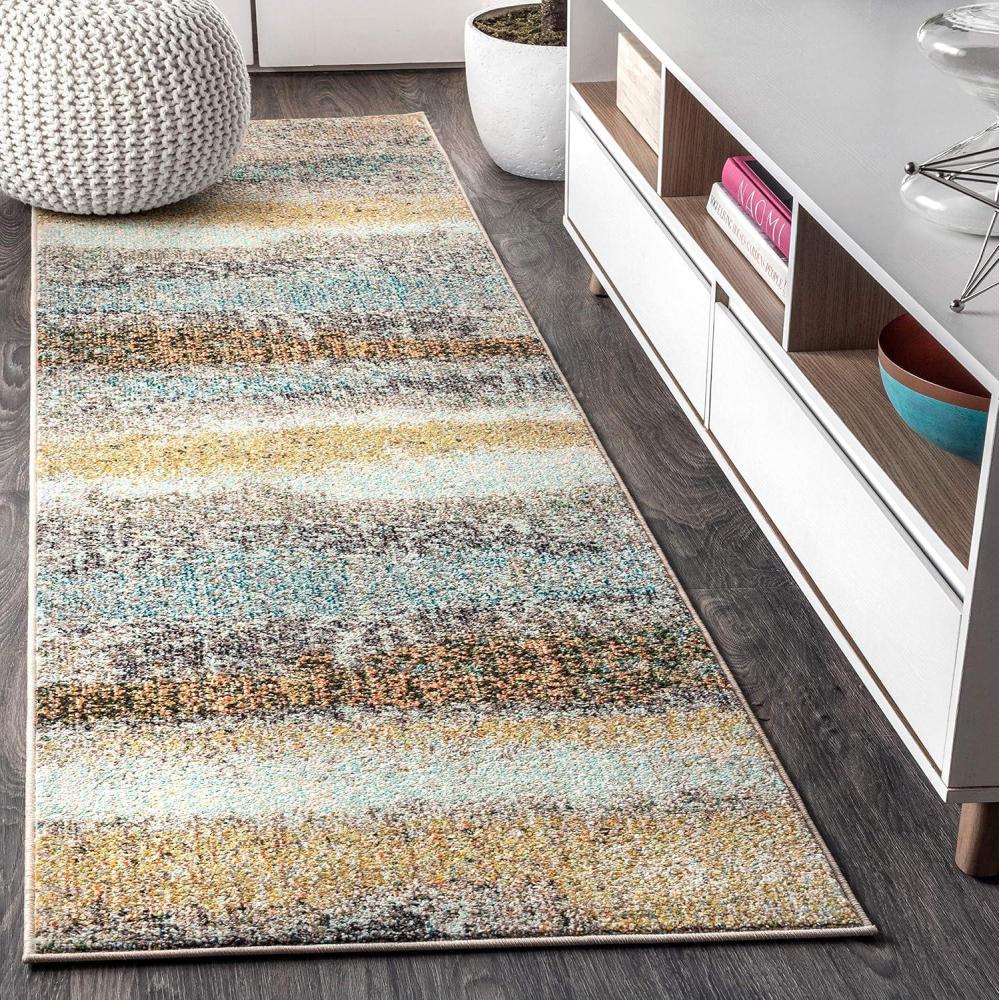 imageJONATHAN Y Modern Abstract Vintage CreamTurquoise Indoor Area Rug 5x8 Contemporary POP Transitional EasyCleaning for Living Room Bedroom Kitchen Pet Friendly NonShedding CTP105C5CreamYellow