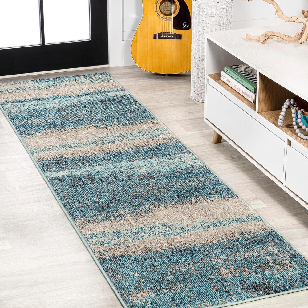 imageJONATHAN Y Modern Abstract Vintage CreamTurquoise Indoor Area Rug 5x8 Contemporary POP Transitional EasyCleaning for Living Room Bedroom Kitchen Pet Friendly NonShedding CTP105C5CreamTurquoise