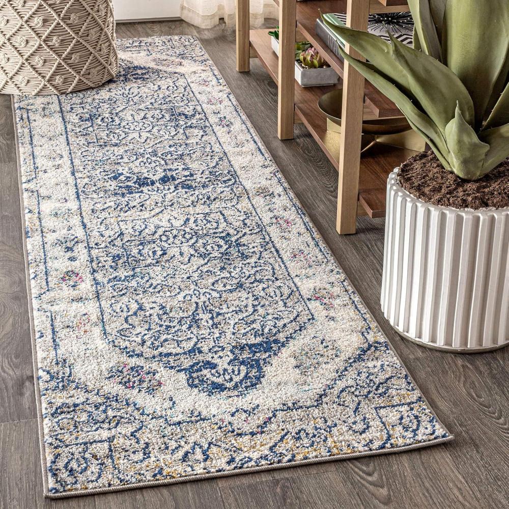 imageJONATHAN Y Modern Boho Vintage CreamBlue Indoor Area Rug 8x10 Bohemian Traditional EasyCleaning for Living Room Bedroom Kitchen Pet Friendly NonShedding MDP203A823 x 8 Runner