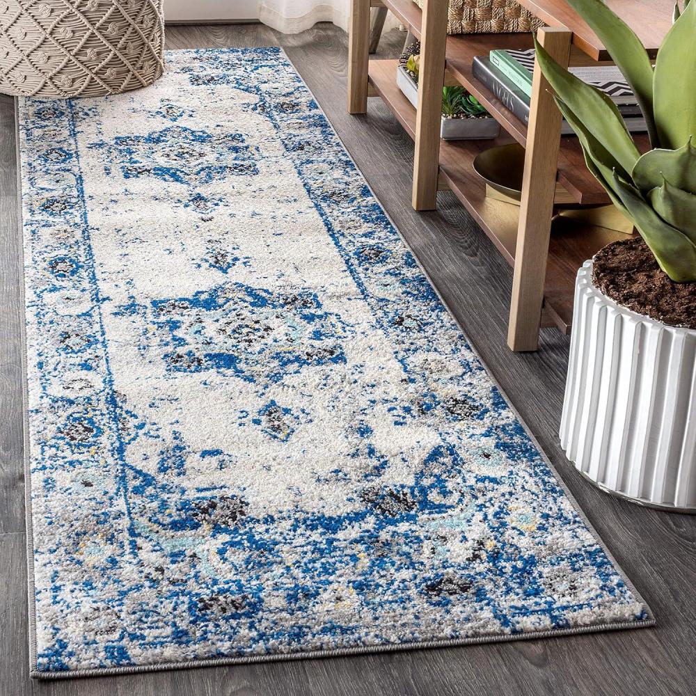 imageJONATHAN Y Modern Boho Vintage Medallion IvoryBlue Runner Rug 2x8 Bohemian Traditional EasyCleaning for Living Room Bedroom Kitchen Pet Friendly NonShedding MDP201A2823 x 8 Runner