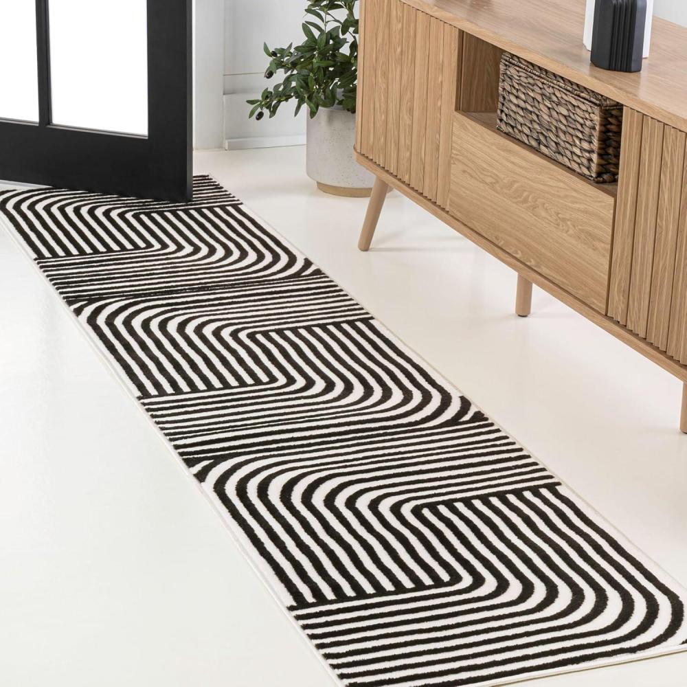 imageJONATHAN Y Odense HighLow Angle BeigeCream 8x10 IndoorOutdoor Area Rug for Patio Backyard Living Room Bedroom Office HoseWashable SCN101E8BlackWhite