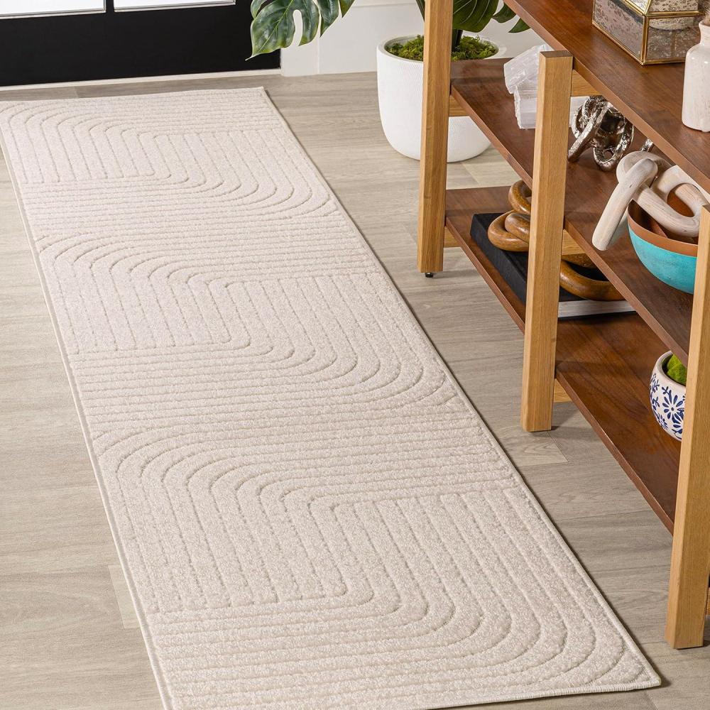 imageJONATHAN Y Odense HighLow Angle BeigeCream 8x10 IndoorOutdoor Area Rug for Patio Backyard Living Room Bedroom Office HoseWashable SCN101E8IvoryCream