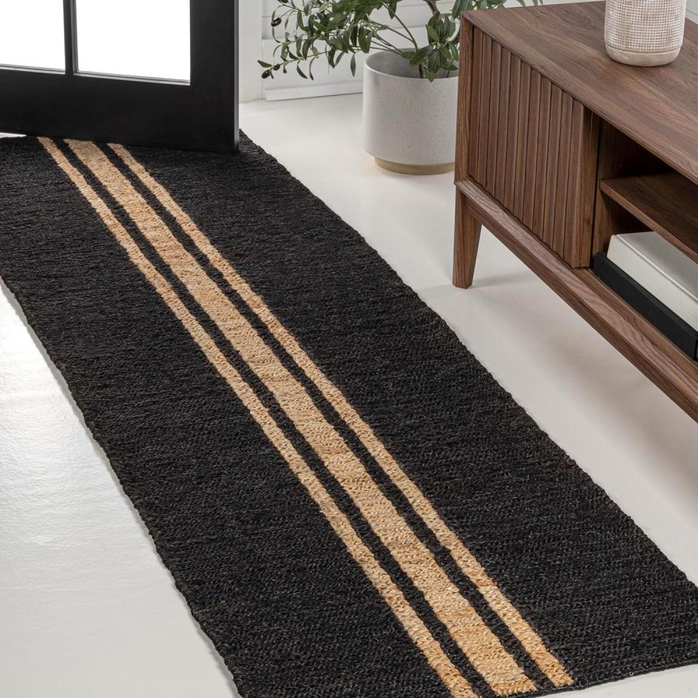 imageJONATHAN Y Olivier Wide Ticking Stripe Jute BlackNatural Indoor Area Rug 8x10 Rustic Farmhouse EasyCleaning for Living Room Bedroom Kitchen NonShedding NRF200B8BlackNatural
