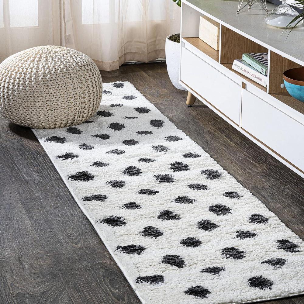 imageJONATHAN Y Pere Charcoal Dot Shag WhiteGray Indoor Area Rug 8x10 Modern Bohemian Contemporary EasyCleaning for Living Room Bedroom Kitchen Pet Friendly NonShedding MOH411A8WhiteBlack