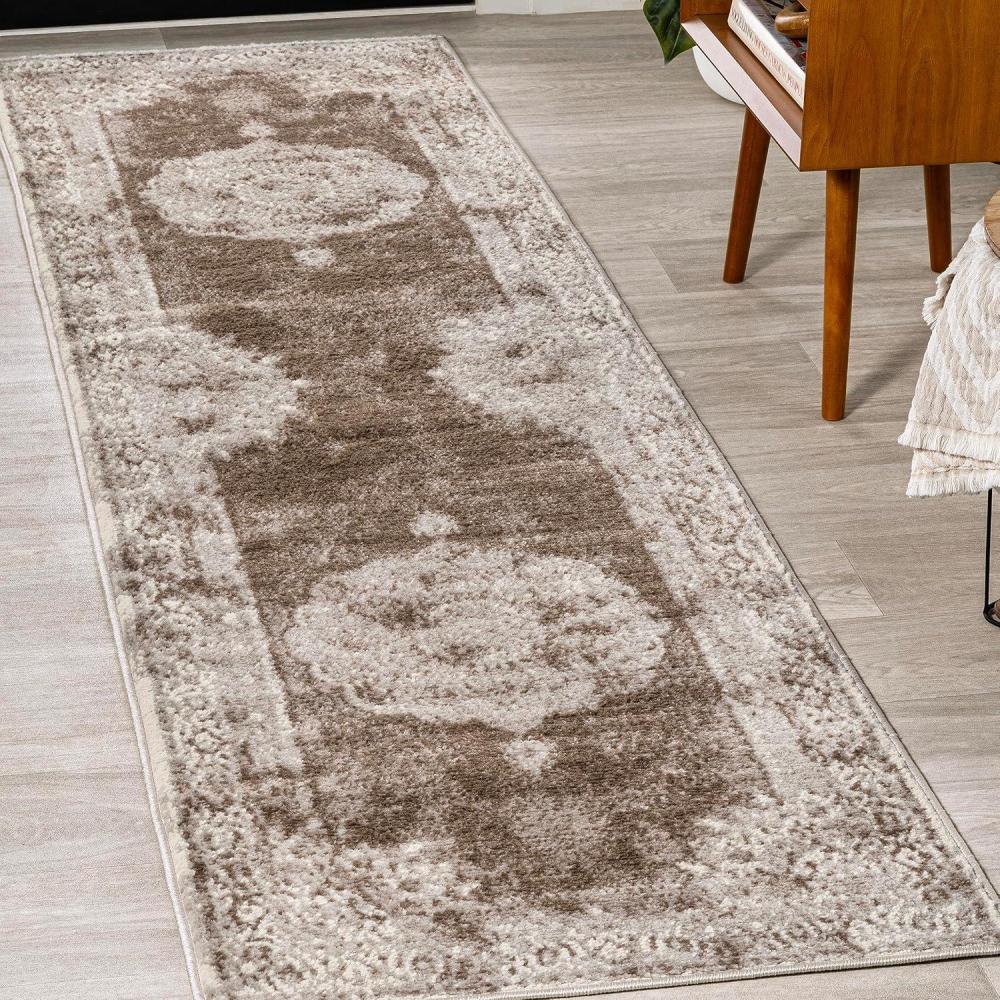 imageJONATHAN Y Rosalia Cottage Medallion BrownCream Runner Rug 2x8 Vintage Bohemian EasyCleaning for Living Room Bedroom Kitchen Pet Friendly NonShedding MDP402A28CreamBrown