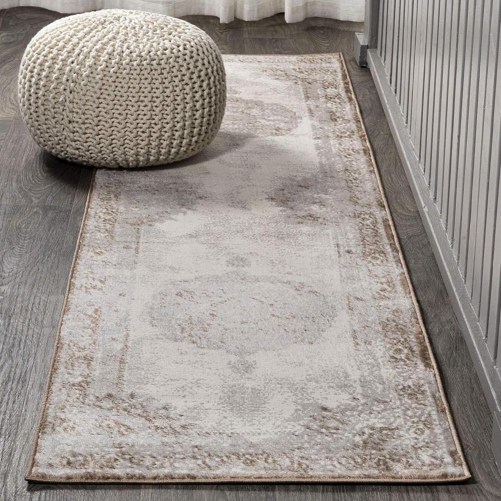 imageJONATHAN Y Rosalia Cottage Medallion BrownCream Runner Rug 2x8 Vintage Bohemian EasyCleaning for Living Room Bedroom Kitchen Pet Friendly NonShedding MDP402A28BrownCream