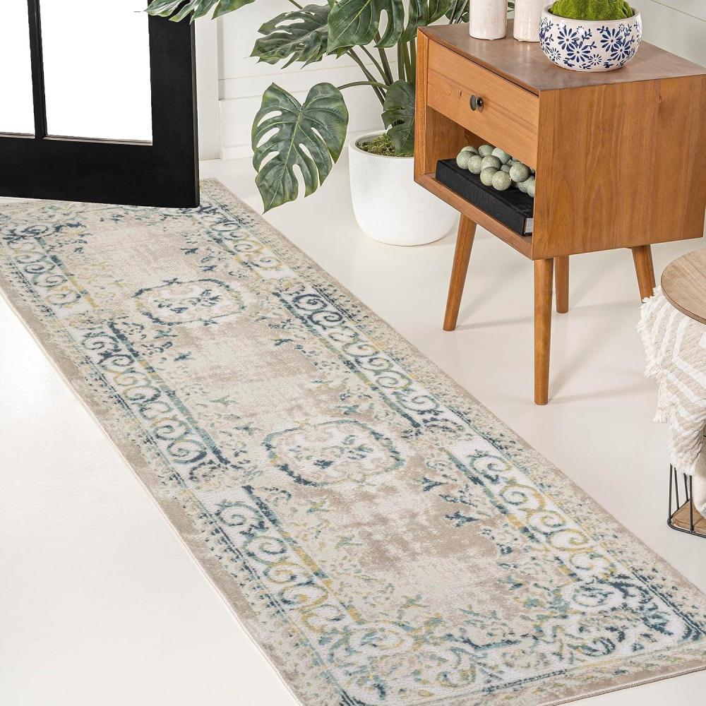 imageJONATHAN Y Rosalia Cottage Medallion IvoryGray Indoor Area Rug 8x10 Bohemian Traditional EasyCleaning for Living Room Bedroom Kitchen Pet Friendly NonShedding MDP401B8NavyBeige