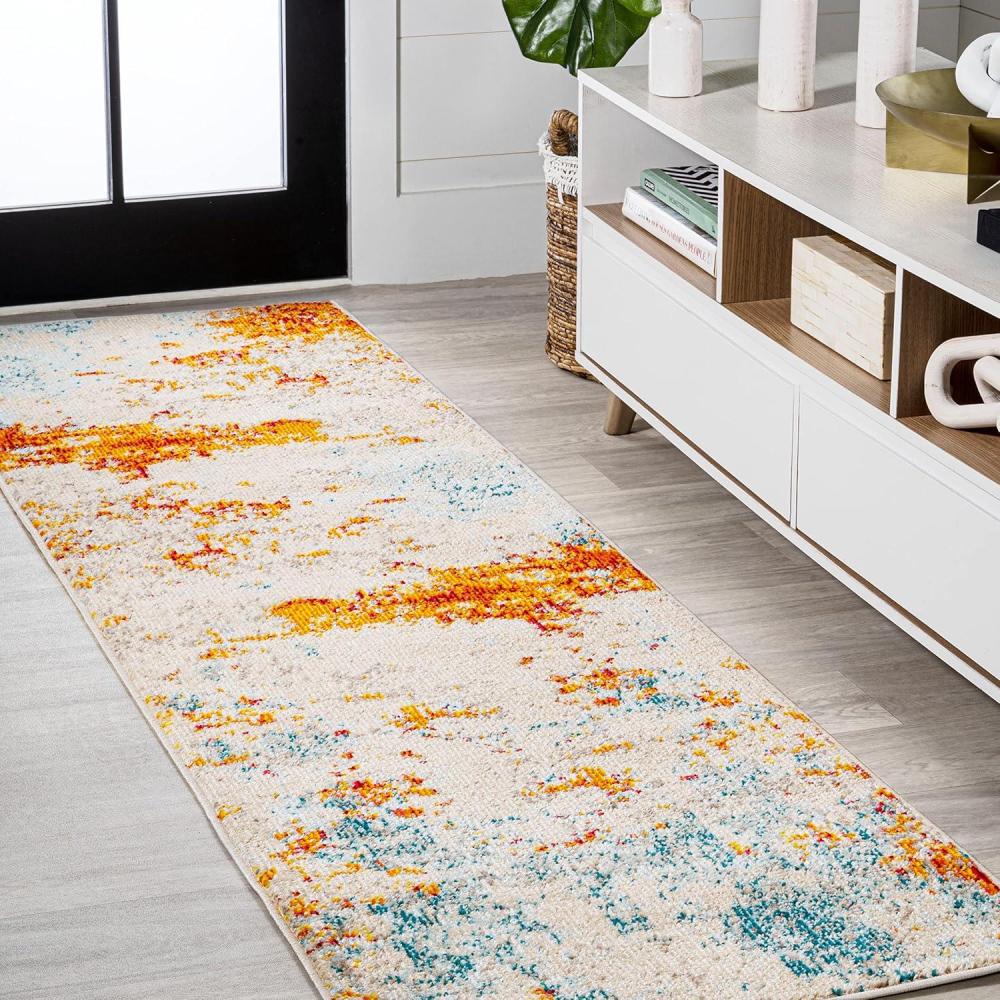 imageJONATHAN Y Sunset Modern Abstract BlueMulti Runner Rug 2x8 Contemporary Transitional EasyCleaning for Living Room Bedroom Kitchen Pet Friendly NonShedding CTP114A28OrangeMulti