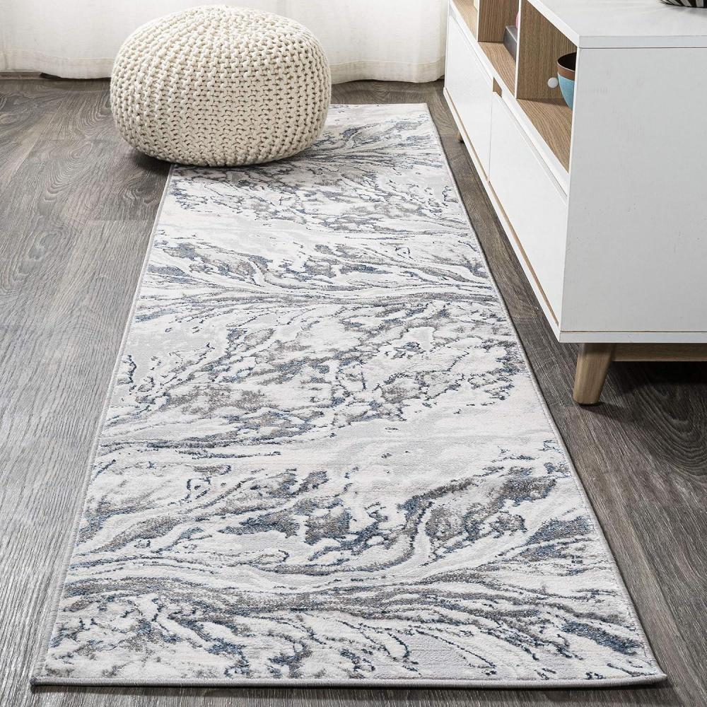 imageJONATHAN Y Swirl Marbled GrayBlack Runner Rug 2X8 ft Abstract for Living Room Bedroom Kitchen Office EasyCleaning High Traffic PetFriendly NonShedding SOR203C28GrayBlue