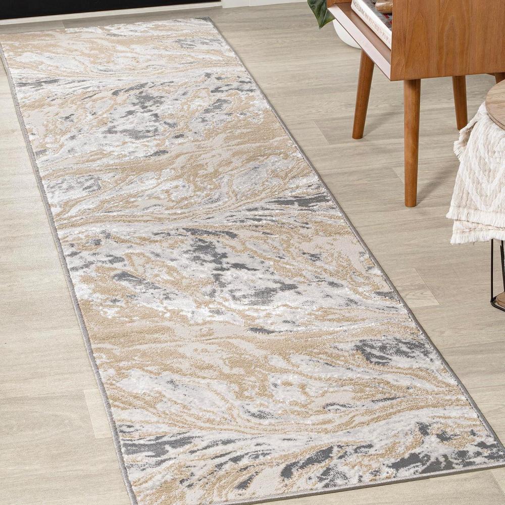 imageJONATHAN Y Swirl Marbled GrayBlack Runner Rug 2X8 ft Abstract for Living Room Bedroom Kitchen Office EasyCleaning High Traffic PetFriendly NonShedding SOR203C28BeigeIvory
