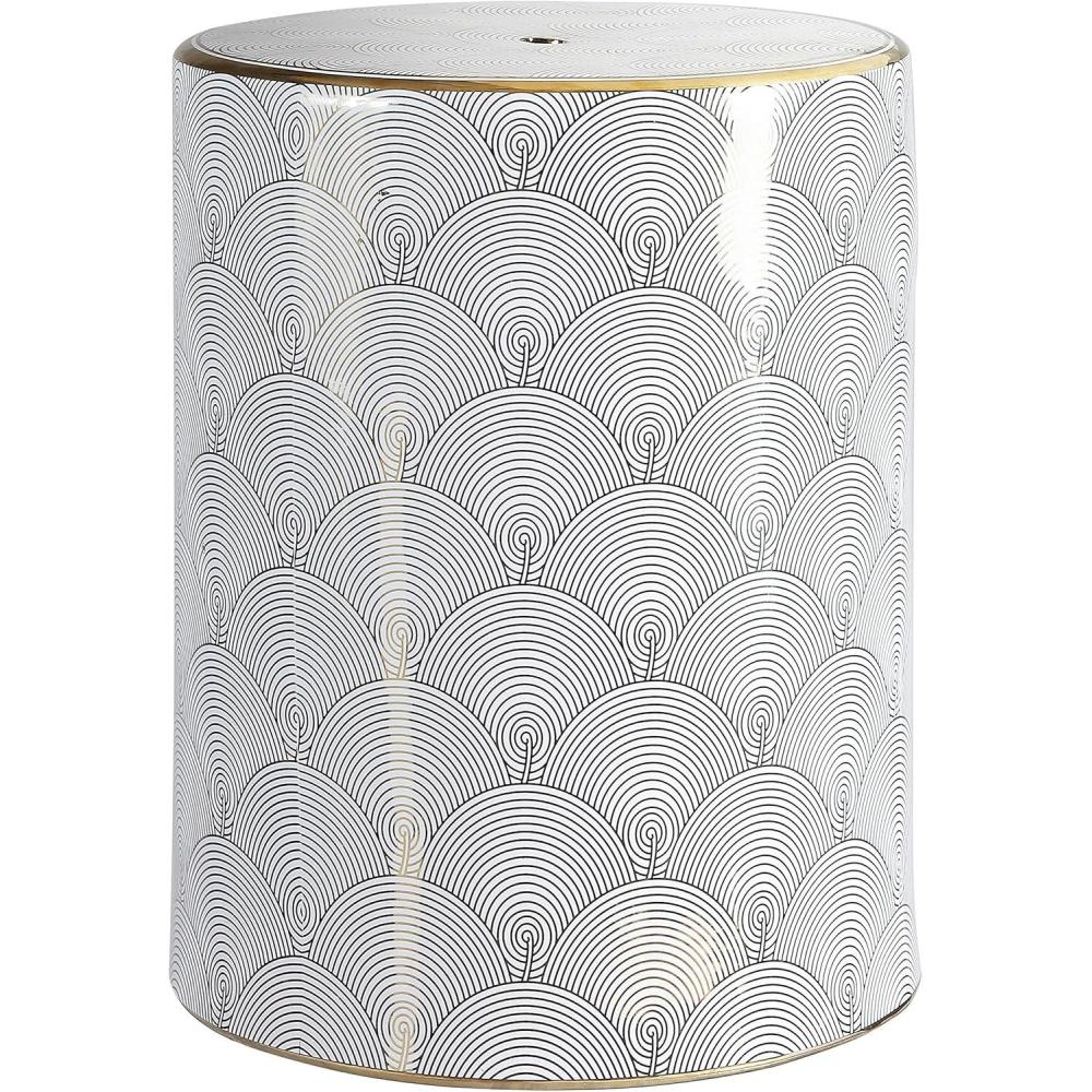 imageJONATHAN Y TBL1001A Fish Scale 17quot Modern Ceramic IndoorOutdoor Garden Stool Coastal Contemporary Transitional Side Table Plant Stand SpillProof Living Room Garden Room Patio WhiteGold
