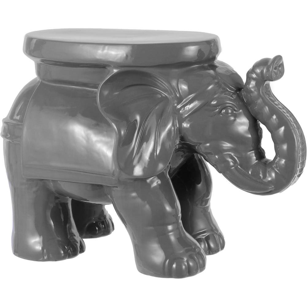 imageJONATHAN Y TBL1007C White Elephant 1425quot Ceramic IndoorOutdoor Garden Stool Coastal Contemporary Transitional Patio Garden Room Bathroom Living Room OrangeGrey