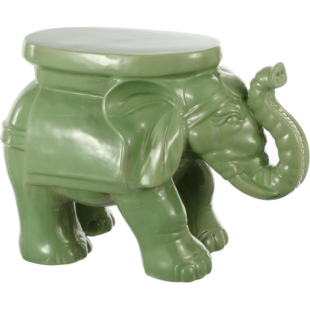 imageJONATHAN Y TBL1007C White Elephant 1425quot Ceramic IndoorOutdoor Garden Stool Coastal Contemporary Transitional Patio Garden Room Bathroom Living Room OrangeGreen
